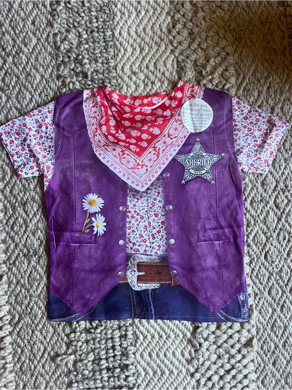 Kids Cowgirl Vest Graphic Tee with Red Bandana Print size 4